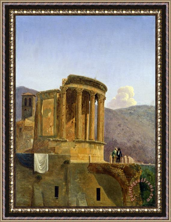 Felix Boisselier The Temple of Vesta at Tivoli Framed Painting