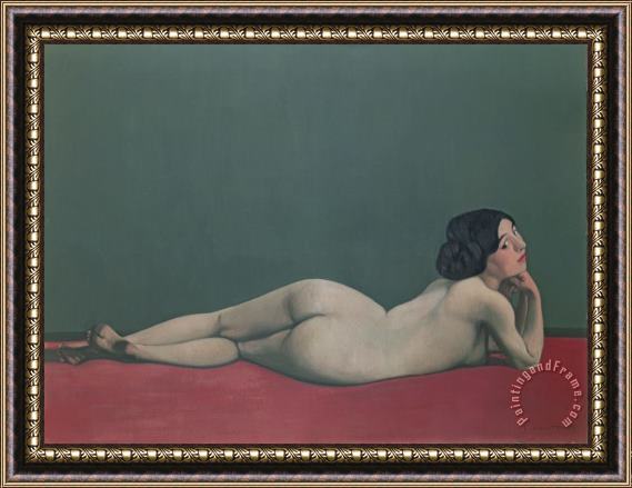 Felix Edouard Vallotton Nude Stretched out on a Piece of Cloth Framed Painting