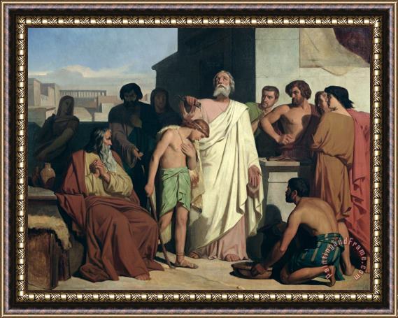 Felix-Joseph Barrias Annointing of David by Saul Framed Painting