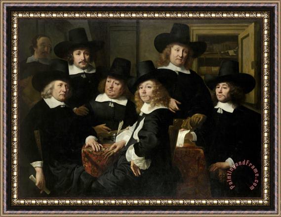 Ferdinand Bol Six Regents And The Beadle of The Nieuw Zijds Institute for The Outdoor Relief of The Poor, Amsterdam, 1657 Framed Painting