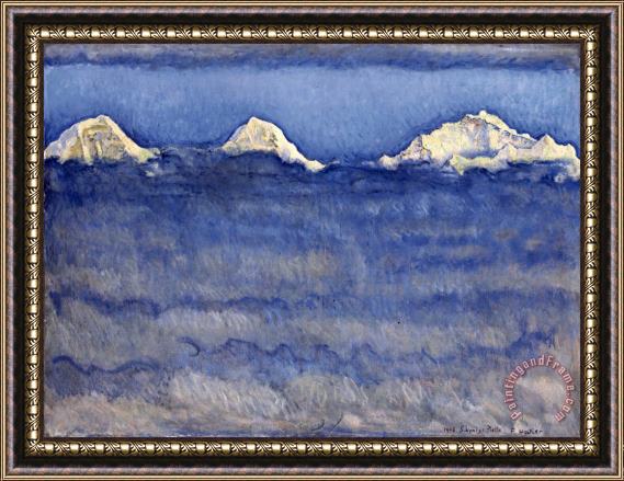 Ferdinand Hodler The Eiger, Monch And Jungfrau Peaks Above The Foggy Sea Framed Painting