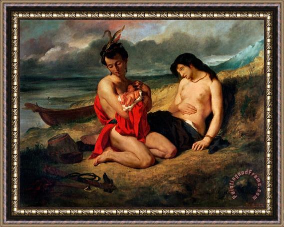 Ferdinand Victor Eugene Delacroix The Natchez Framed Painting