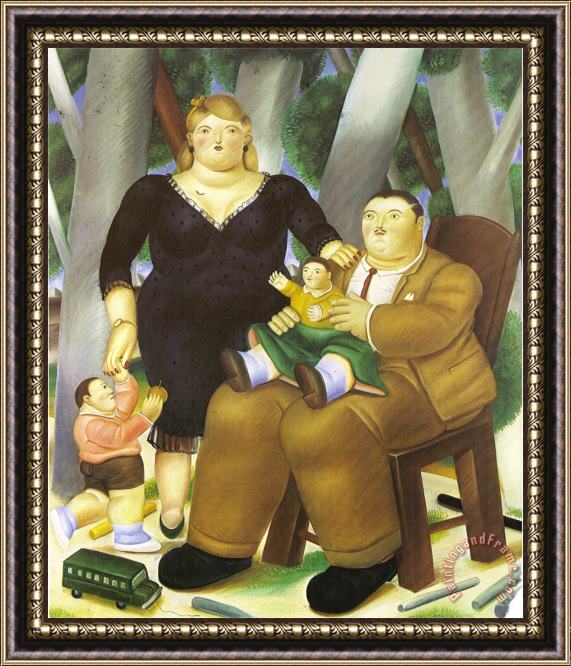 fernando botero Family Framed Painting