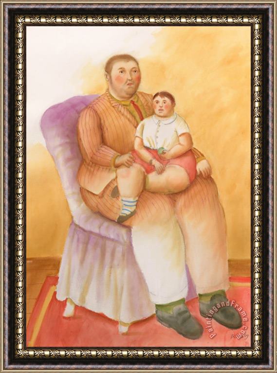 Fernando Botero Father And Son, 2009 Framed Painting
