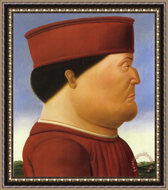 fernando botero Federico Da Montefeltro After Piero Della Francesca Framed Painting