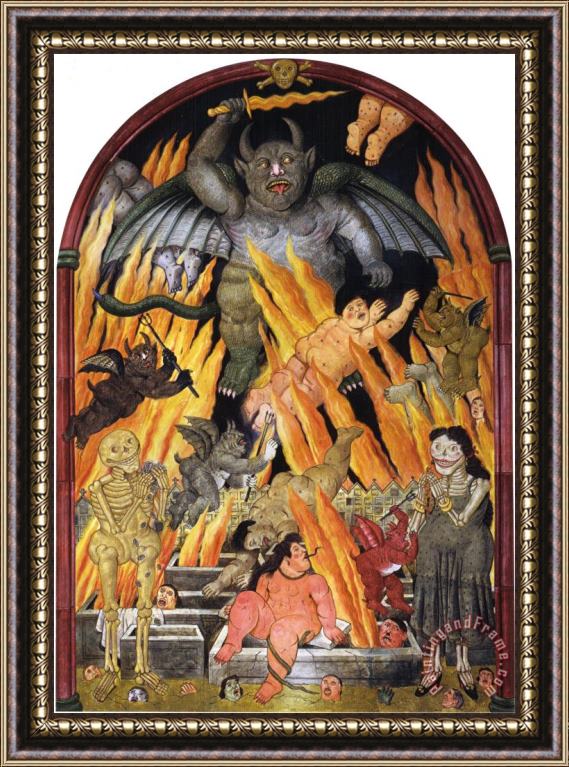fernando botero Gates of Hell Framed Painting