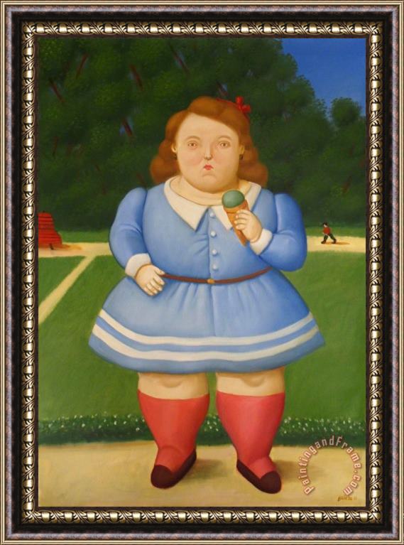 Fernando Botero Girl with Icecream, 2011 Framed Print