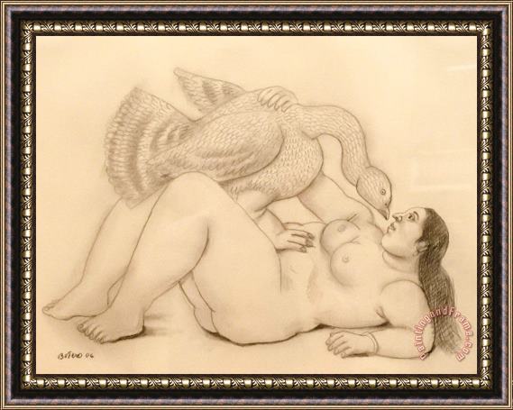 Fernando Botero Leda with The Swan, 2006 Framed Painting