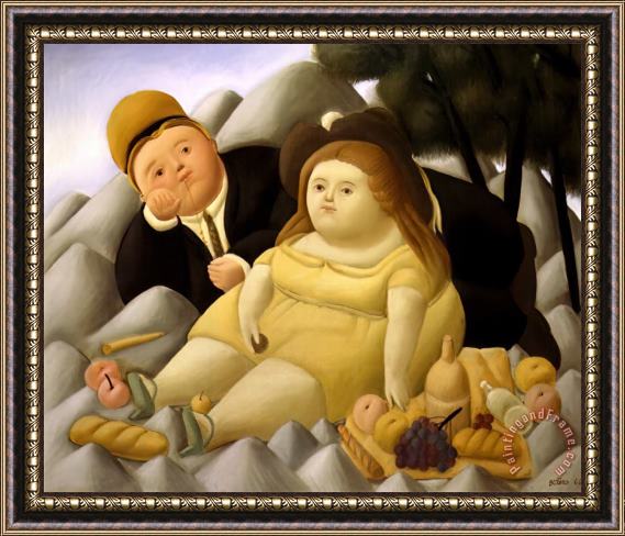 fernando botero Picnic in The Mountains Framed Print