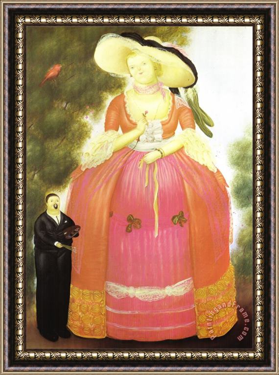 fernando botero Self Portrait with Madame Pompadour Framed Print