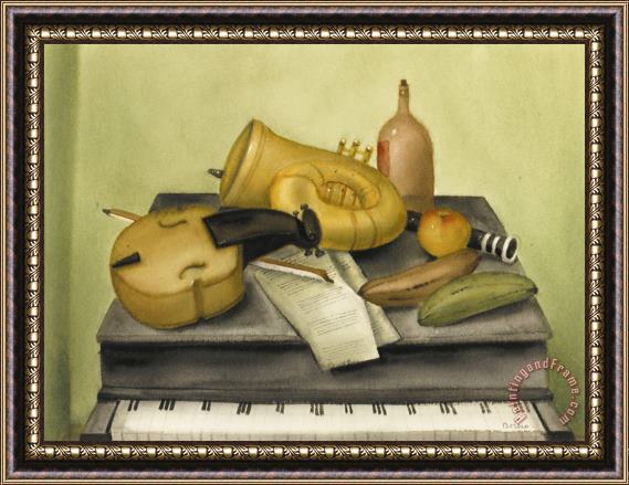 Fernando Botero Still Life with Musical Instruments Framed Print