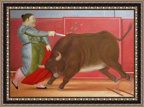 Fernando Botero The Lunge, 1984 Framed Painting