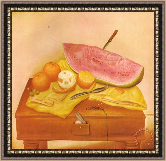 fernando botero Watermelons And Oranges Framed Painting