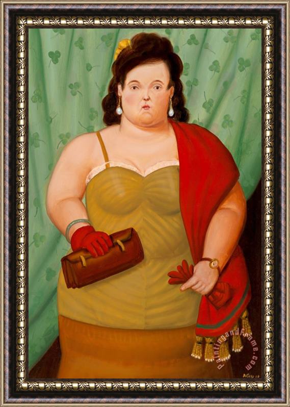 Fernando Botero Woman with Her Purse, 2010 Framed Painting