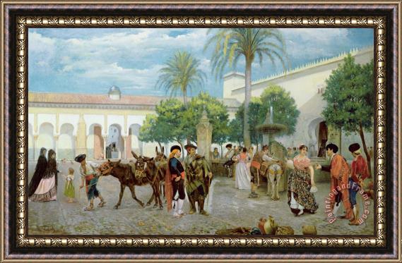 Filippo Baratti Market Day in Spain Framed Painting