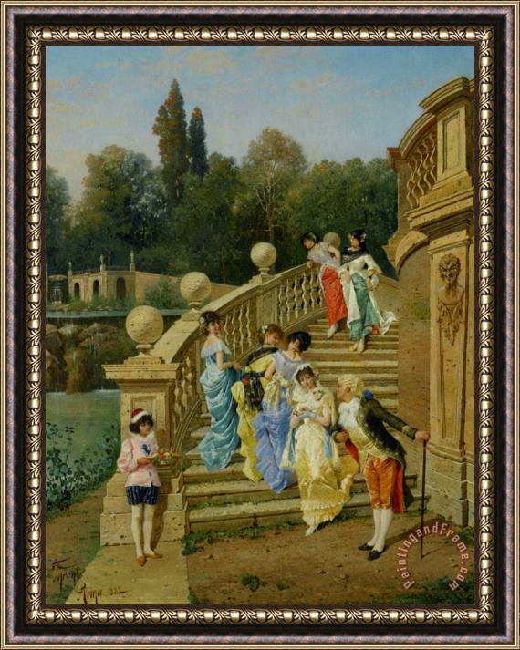 Filippo Indoni Count Borromeos Villa on Isola Betta Opposite Stresa on Late Maggiore Framed Painting
