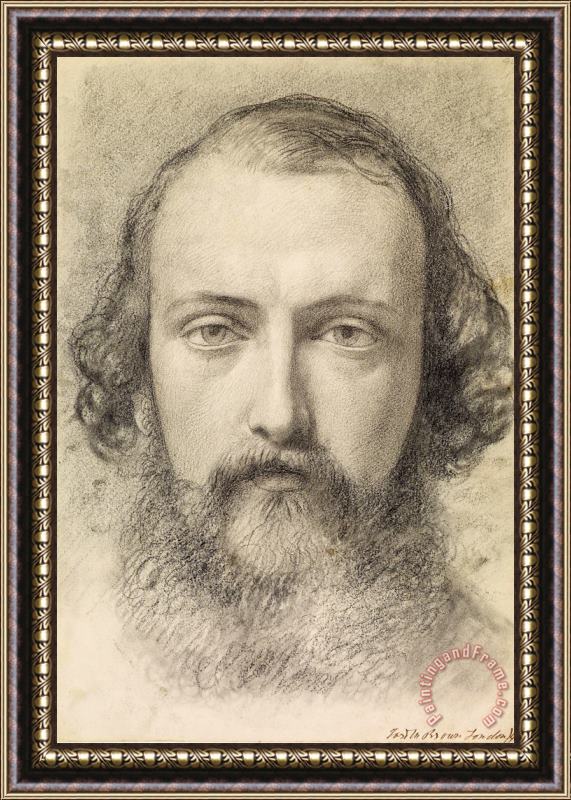 Ford Madox Brown Portrait Head Study of Daniel Casey (full Face) Framed Print