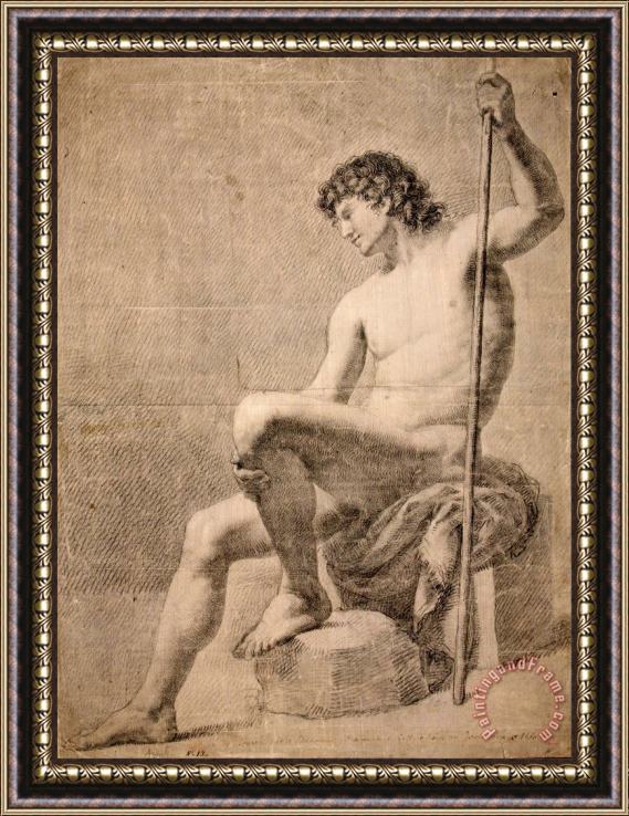 Francesc Agustin Male Nude Seated Framed Print