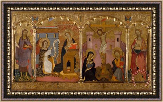 Francesc Comes Saint John The Baptist, Annunciation, Crucifixion And Saint Catherine of Alexandria Framed Painting