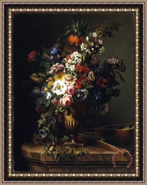 Francesc Lacoma i Fontanet Vase with Flowers Framed Painting