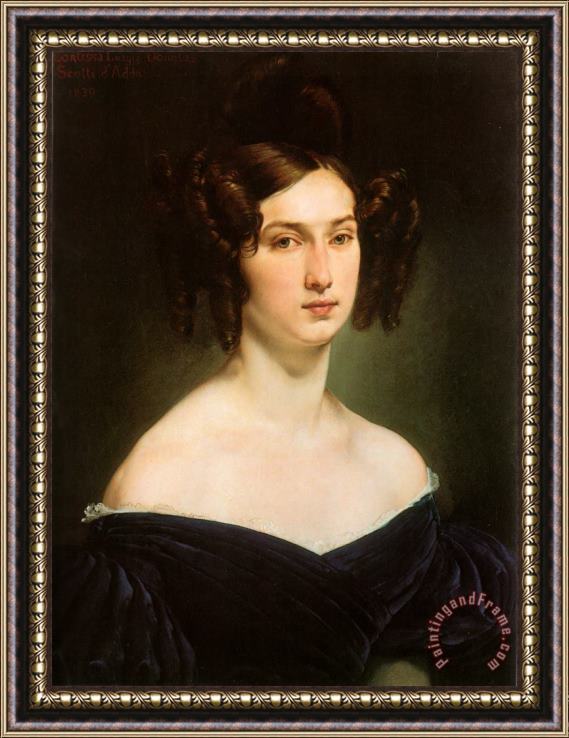 Francesco Hayez Portrait of Countess Luigia Douglas Scotti D'adda Framed Painting