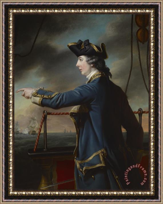 Francis Cotes Portrait of Captain Edward Knowles, R.n. (1742 1762) Framed Painting