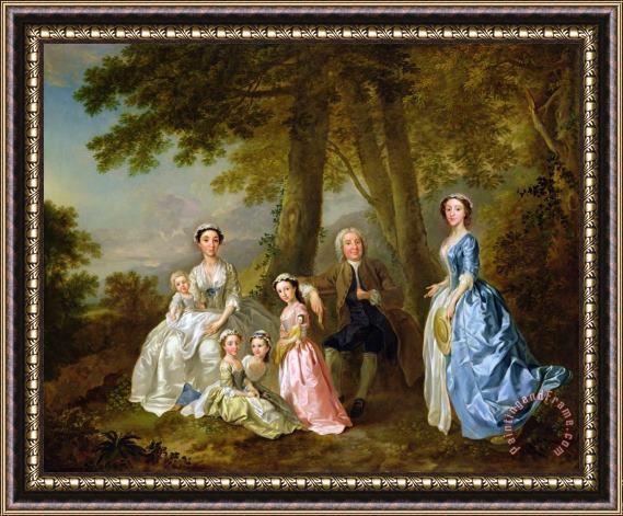 Francis Hayman Samuel Richardson seated with his family Framed Painting