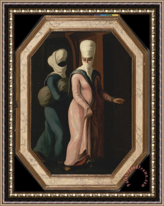 Francis Smith A Turkish Lady Going with Her Slave to The Bath Framed Print