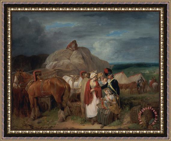 Francis Wheatley Soldier with Country Women Selling Ribbons, Near a Military Camp Framed Painting