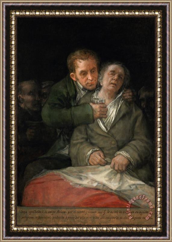 Francisco De Goya Self Portrait with Dr. Arrieta Framed Painting