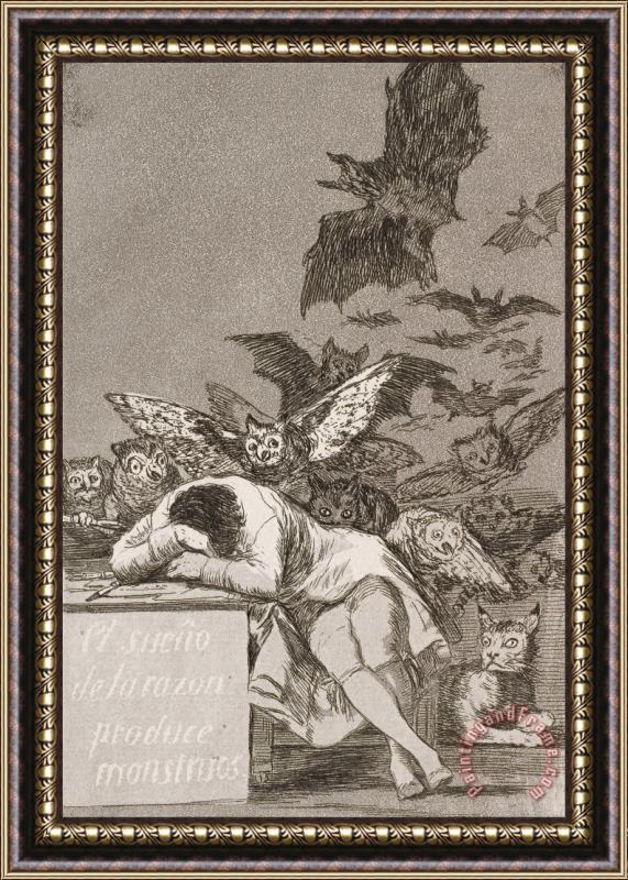 Francisco De Goya The Sleep of Reason Produces Monsters (no. 43), From Los Caprichos Framed Painting