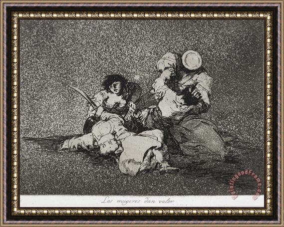 Francisco De Goya The Women Give Courage (las Mugeres Dan Valor) From The Series The Disasters of War (los Desastres D... Framed Print