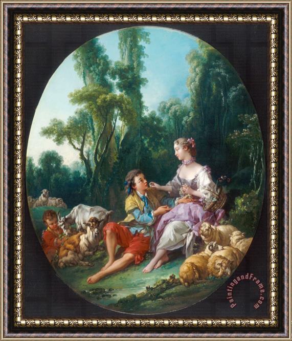 Francois Boucher Are They Thinking About The Grape (pensent Ils Au Raisin ) Framed Print