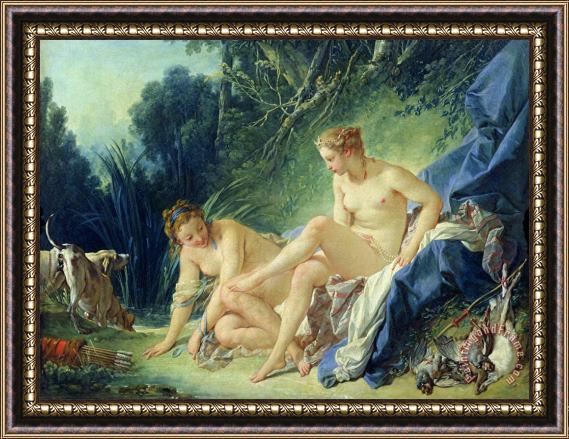 Francois Boucher Diana getting out of her bath Framed Painting