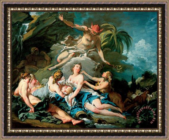 Francois Boucher Mercury Entrusting The Infant Bacchus to The Nymphs of Nysa Framed Painting