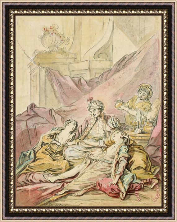Francois Boucher The Pasha in His Harem, C. 1735 1739 Framed Painting