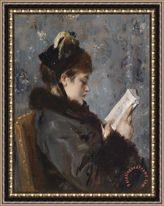 Francois Brunery Portrait of a Young Lady Framed Painting