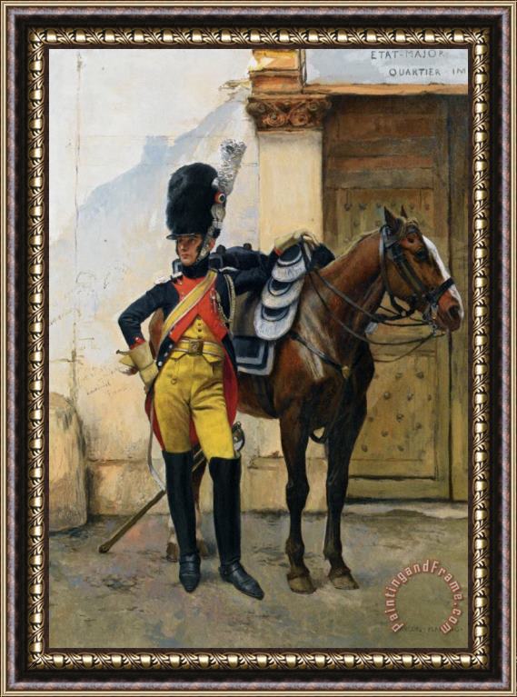 Francois Flameng An Elite Soldier of The Imperial Guard Framed Painting
