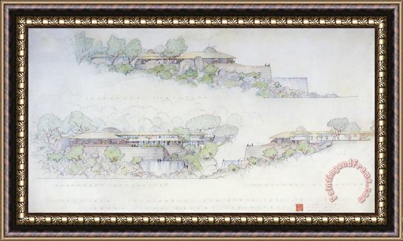 Frank Lloyd Wright Raul Bailleres House, Acapulco, Mexico (project) Framed Painting