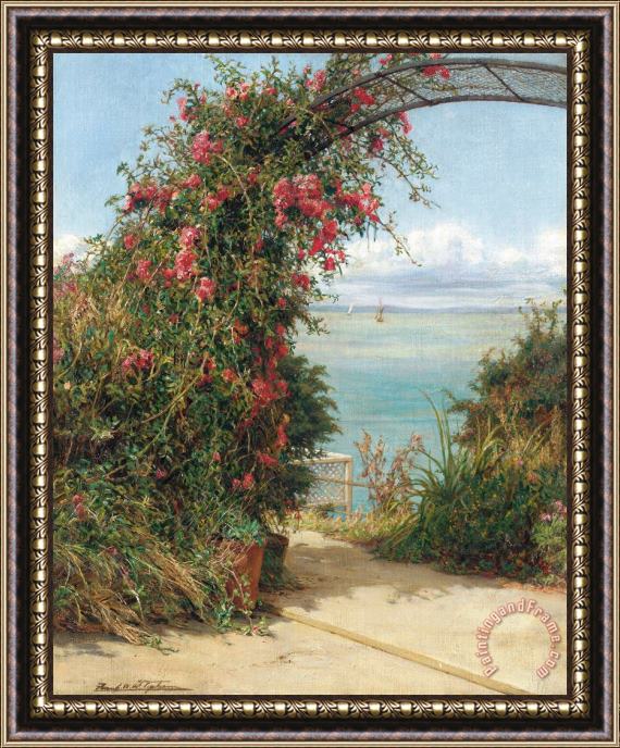 Frank Topham A Garden by the Sea Framed Painting