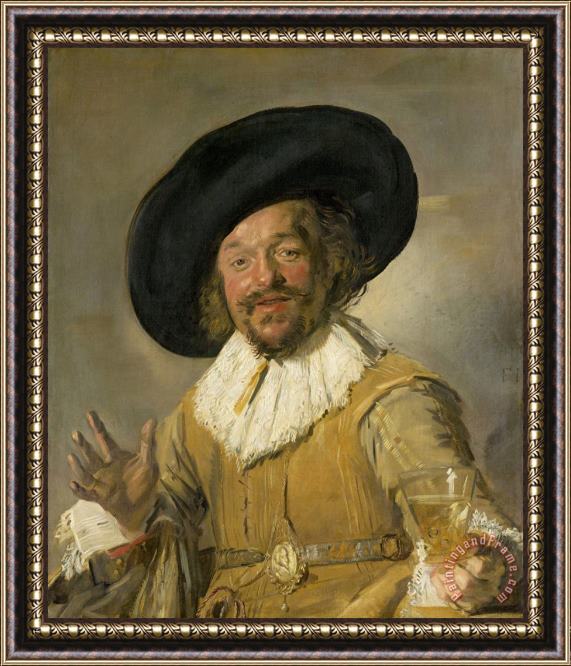 Frans Hals A Civic Guardsman Holding a Berkenmeier, Known As ‘the Merry Drinker’ Framed Print