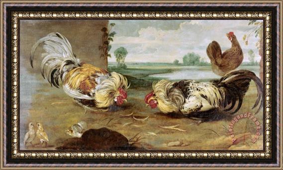 Frans Snyders A Cock Fight Framed Painting