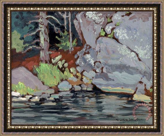 Franz Johnston Lichen Covered Rocks, Bryce's Island, Lake of The Woods Framed Print