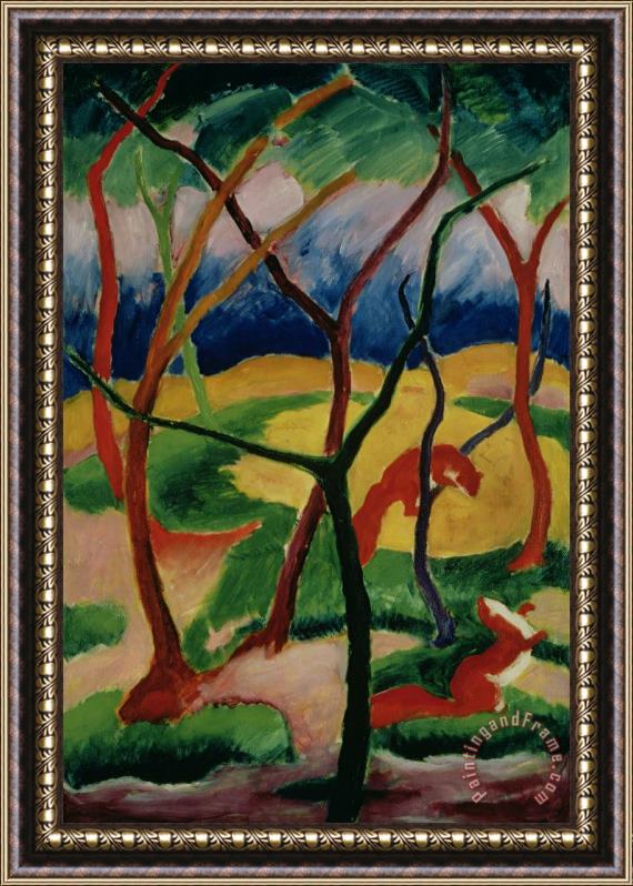 Franz Marc Weasels Playing Framed Painting