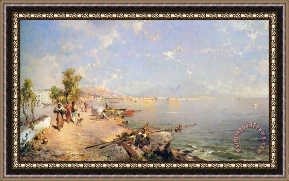 Franz Richard Unterberger The Bay of Naples Framed Painting