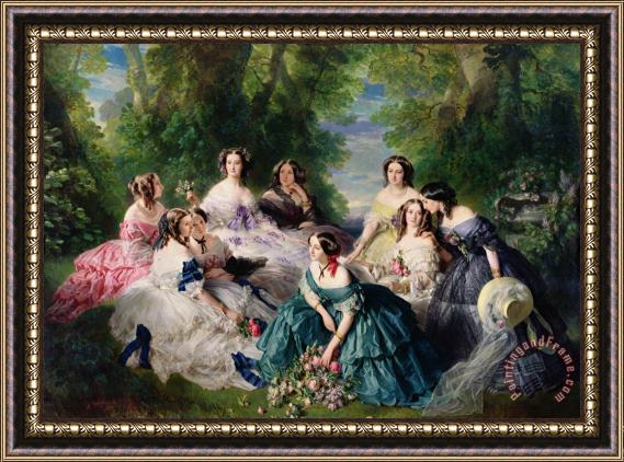 Franz Xaver Winterhalter Empress Eugenie Surrounded by her Ladies in Waiting Framed Print
