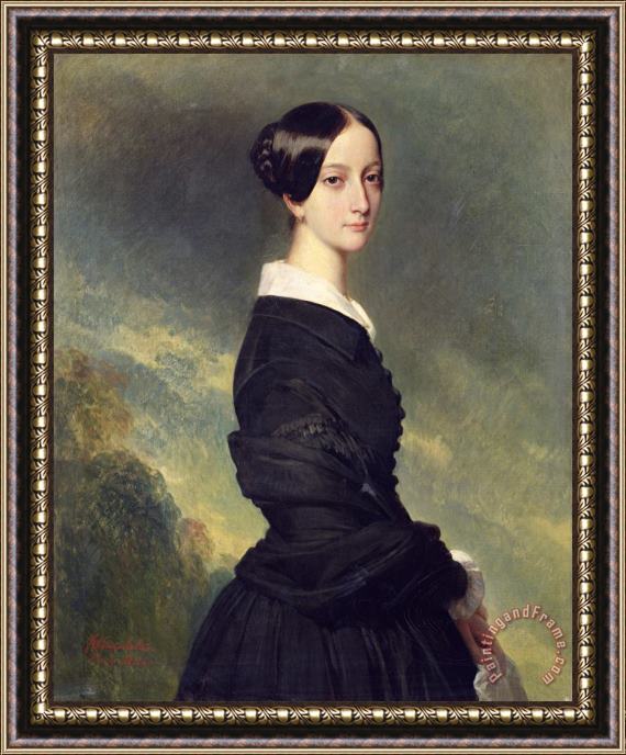 Franz Xaver Winterhalter Portrait of Francisca Caroline de Braganca Framed Painting