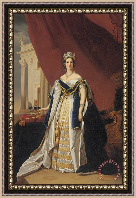 Franz Xaver Winterhalter Portrait Of Queen Victoria In Coronation Robes Framed Print