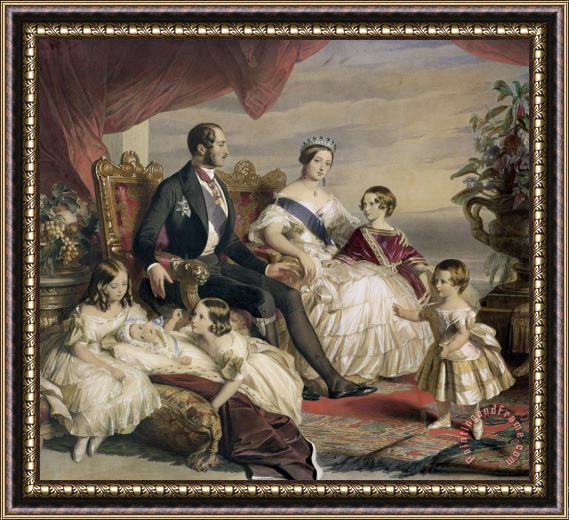 Franz Xavier Queen Victoria and Prince Albert with Five of the Their Children Framed Print