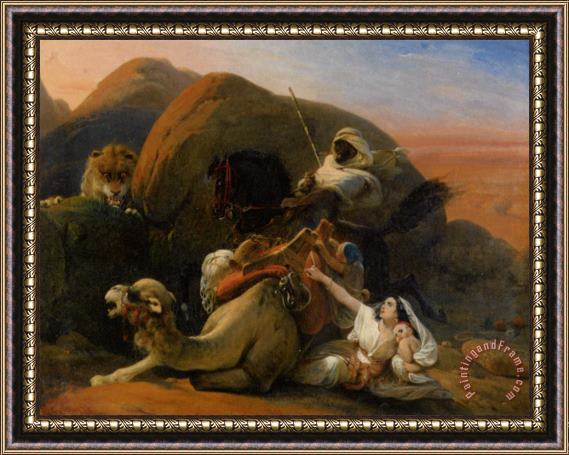 Frederic Henri Schopin Surprising an Arab Family Framed Painting